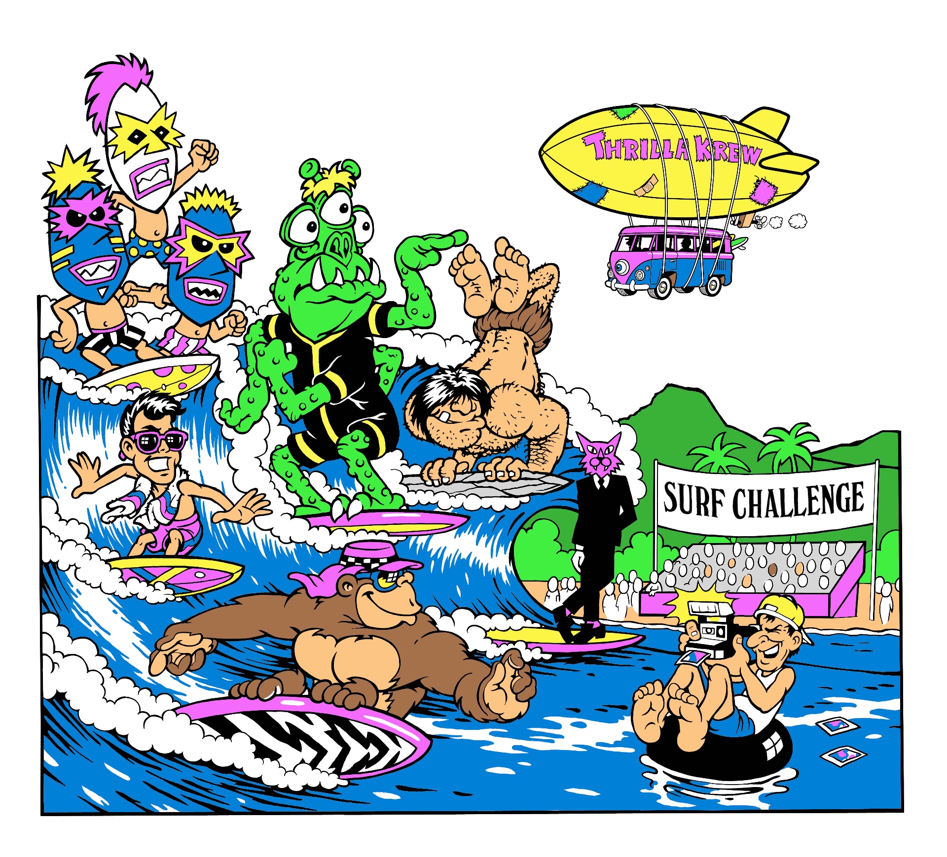 Thrilla Krew Surf Challenge — original illustrated artwork